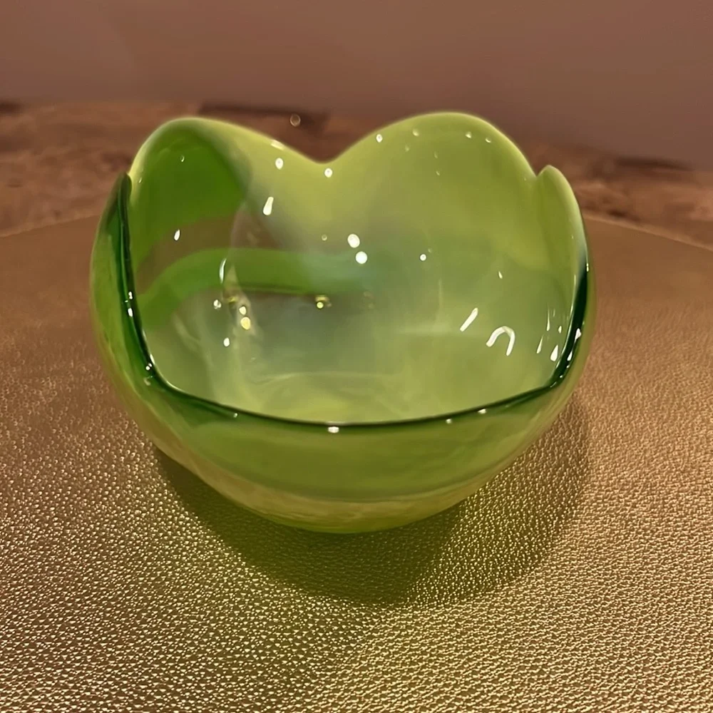 Murano Venezia for Crate & Barrel Green Petal Bowl